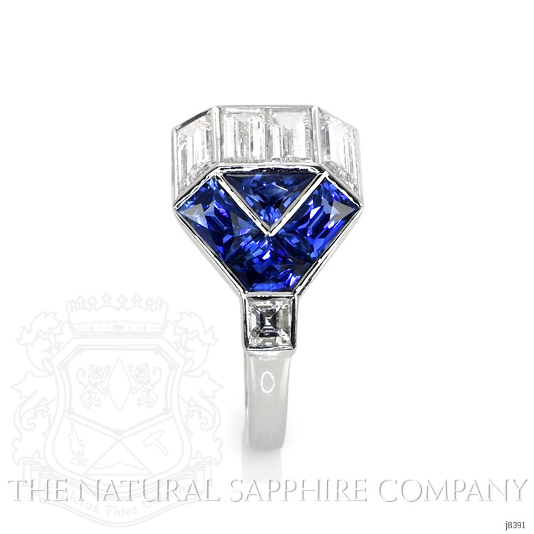 0.99 Ct. Blue Sapphire and Natural Diamond Antique Style Ring, Platinum 950