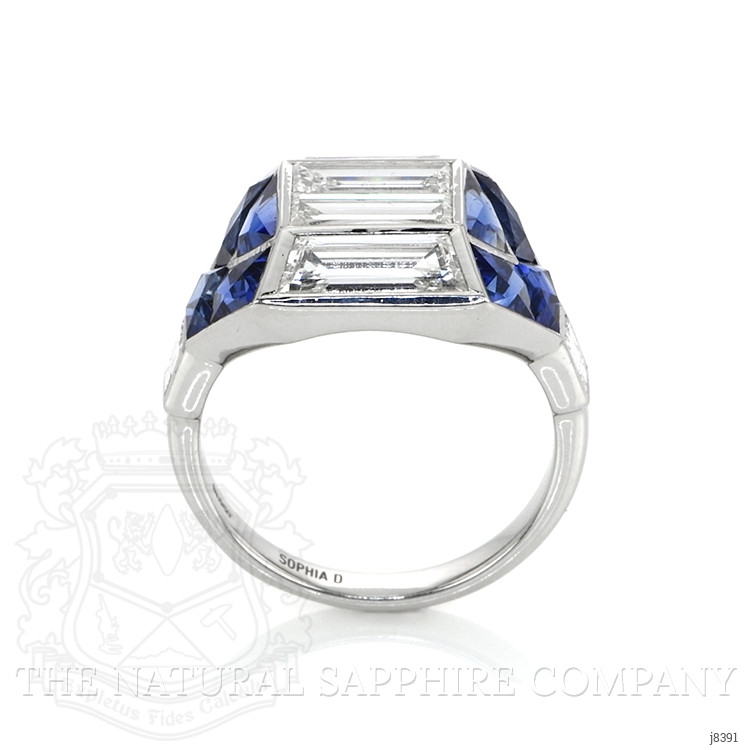 0.99 Ct. Blue Sapphire and Natural Diamond Antique Style Ring, Platinum 950