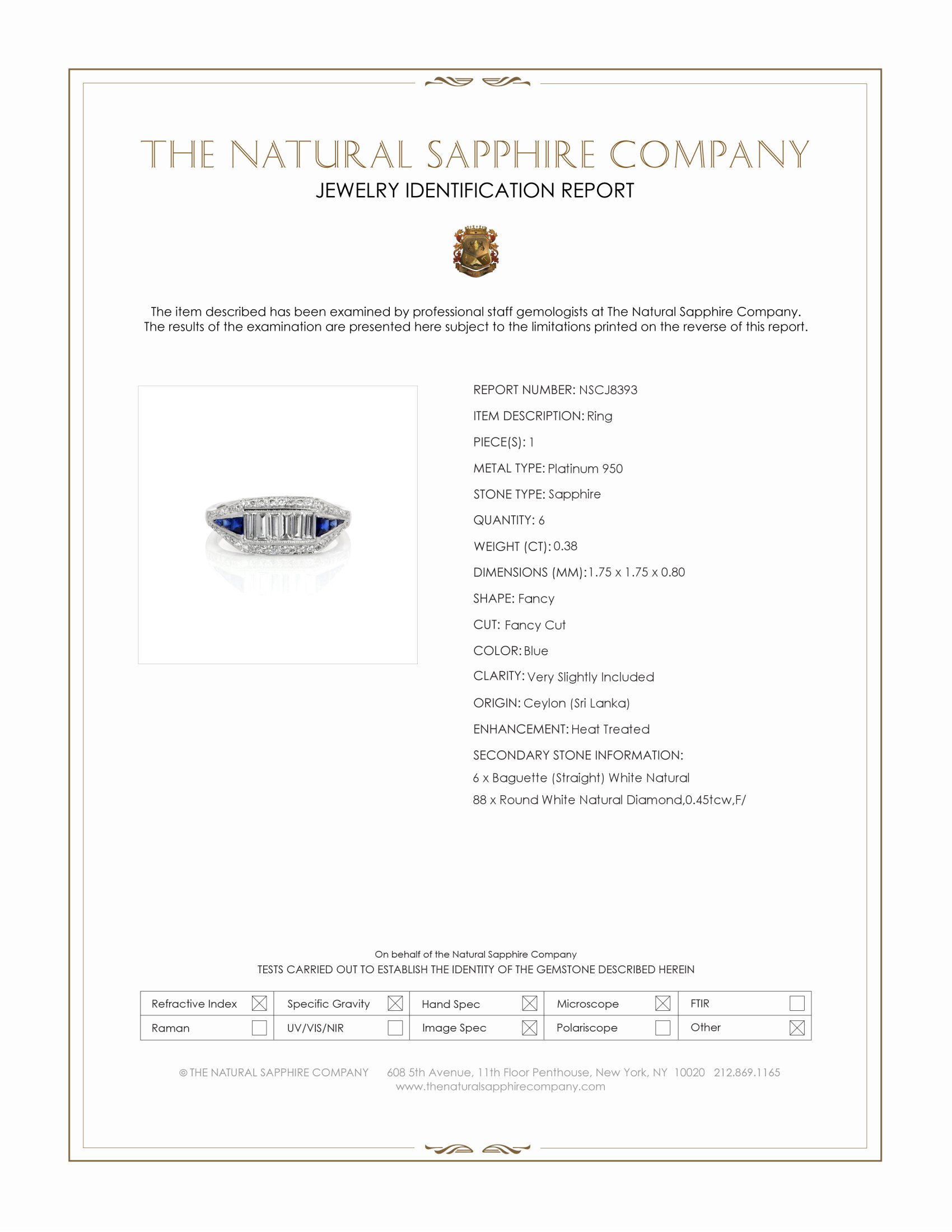 0.38 Ct. Blue Sapphire and Natural Diamond Antique Style Ring, Platinum 950