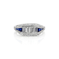0.38 Ct. Blue Sapphire and Natural Diamond Antique Style Ring, Platinum 950 Video