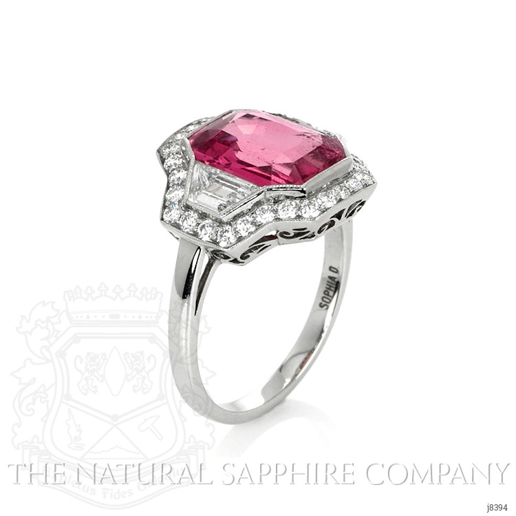 4.28 Ct. Padparadscha Sapphire and Natural Diamond Antique Style Ring, Platinum 950