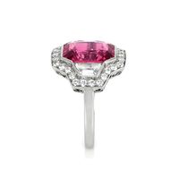 4.28 Ct. Padparadscha Sapphire and Natural Diamond Antique Style Ring, Platinum 950 Image
