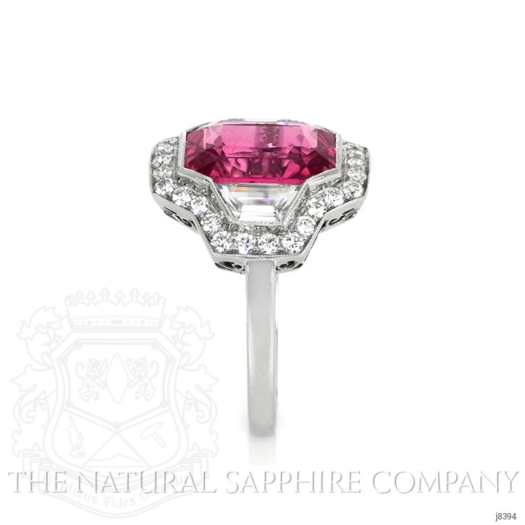 4.28 Ct. Padparadscha Sapphire and Natural Diamond Antique Style Ring, Platinum 950