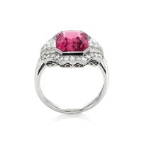 4.28 Ct. Padparadscha Sapphire and Natural Diamond Antique Style Ring, Platinum 950 Image