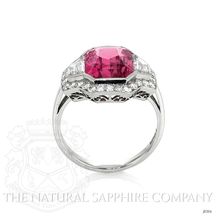 4.28 Ct. Padparadscha Sapphire and Natural Diamond Antique Style Ring, Platinum 950