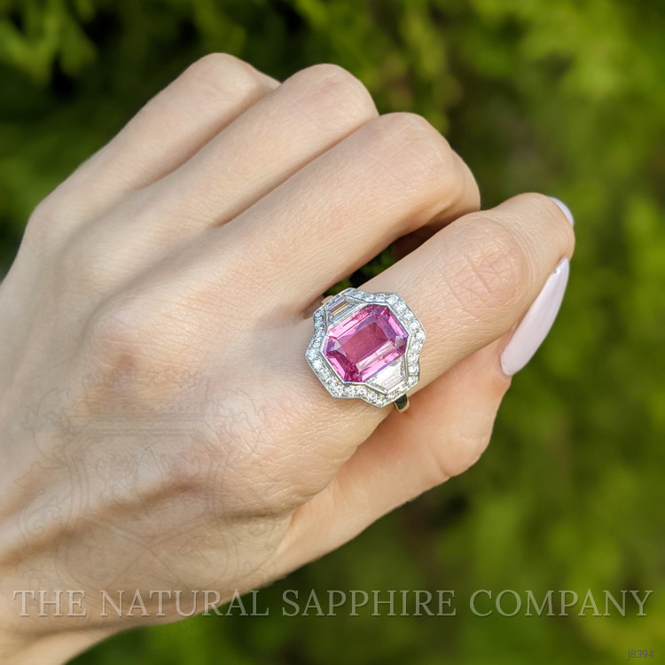 4.28 Ct. Padparadscha Sapphire and Natural Diamond Antique Style Ring, Platinum 950