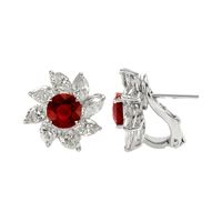 3.57 Ct.Tw.Total Carat Weight Ruby and Diamond Halo Earrings, Platinum 950 Image