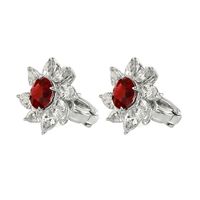 3.57 Ct.Tw.Total Carat Weight Ruby and Diamond Halo Earrings, Platinum 950 Image