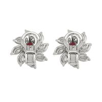 3.57 Ct.Tw.Total Carat Weight Ruby and Diamond Halo Earrings, Platinum 950 Image