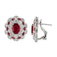2.51 Ct.Tw. Ruby Natural Diamond Halo Earrings, Platinum 950 Image