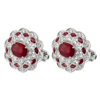 2.51 Ct.Tw. Ruby Natural Diamond Halo Earrings, Platinum 950 Image