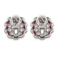 2.51 Ct.Tw. Ruby Natural Diamond Halo Earrings, Platinum 950 Image