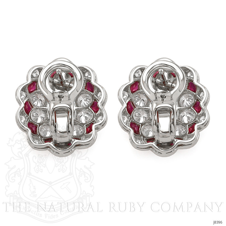 2.51 Ct.Tw. Ruby Natural Diamond Halo Earrings, Platinum 950