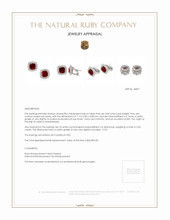 3.06 Ct.Tw.Total Carat Weight Ruby and Diamond Halo Earrings, Platinum 950 Appraisal