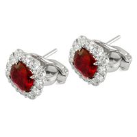 3.06 Ct.Tw.Total Carat Weight Ruby and Diamond Halo Earrings, Platinum 950 Image