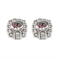 3.06 Ct.Tw.Total Carat Weight Ruby and Diamond Halo Earrings, Platinum 950 Image