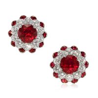 3.08 Ct.Tw.Total Carat Weight Ruby and Diamond Halo Earrings, Platinum 950 Video