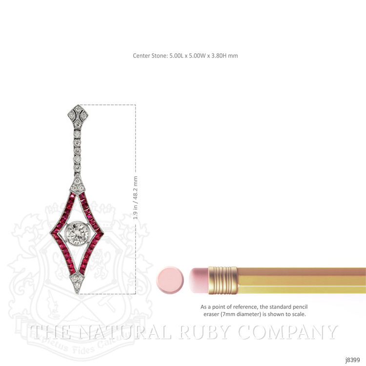 3.43 Ct.Tw. Ruby and Natural Diamond Accent Stones Earrings, Platinum 950