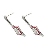 3.43 Ct.Tw.Total Carat Weight Ruby and Natural Diamond Accent Stones Earrings, Platinum 950 Image