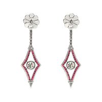 3.43 Ct.Tw.Total Carat Weight Ruby and Natural Diamond Accent Stones Earrings, Platinum 950 Image