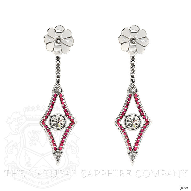 3.43 Ct.Tw. Ruby and Natural Diamond Accent Stones Earrings, Platinum 950