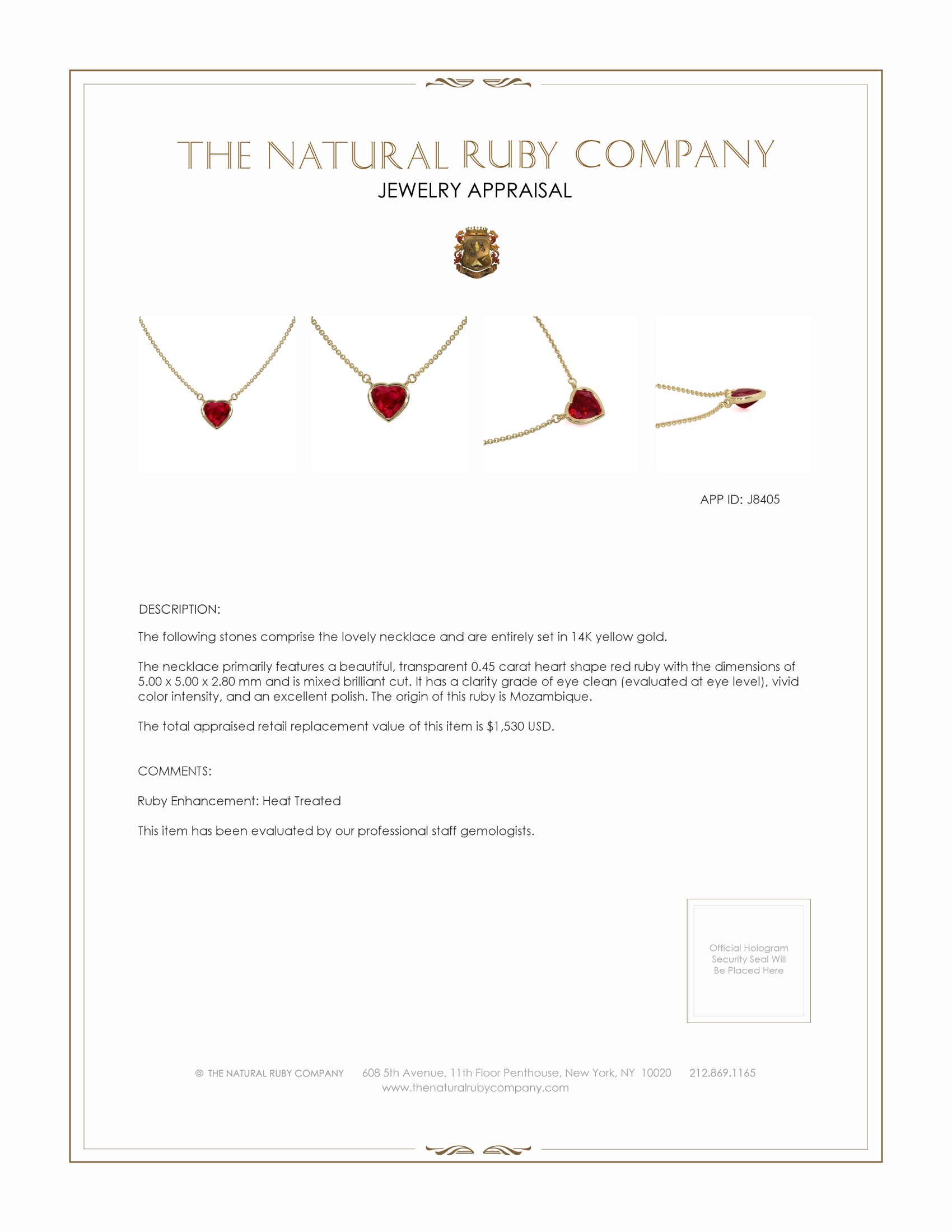 0.45 Ct. Ruby Bezel Necklace, 14K Yellow Gold