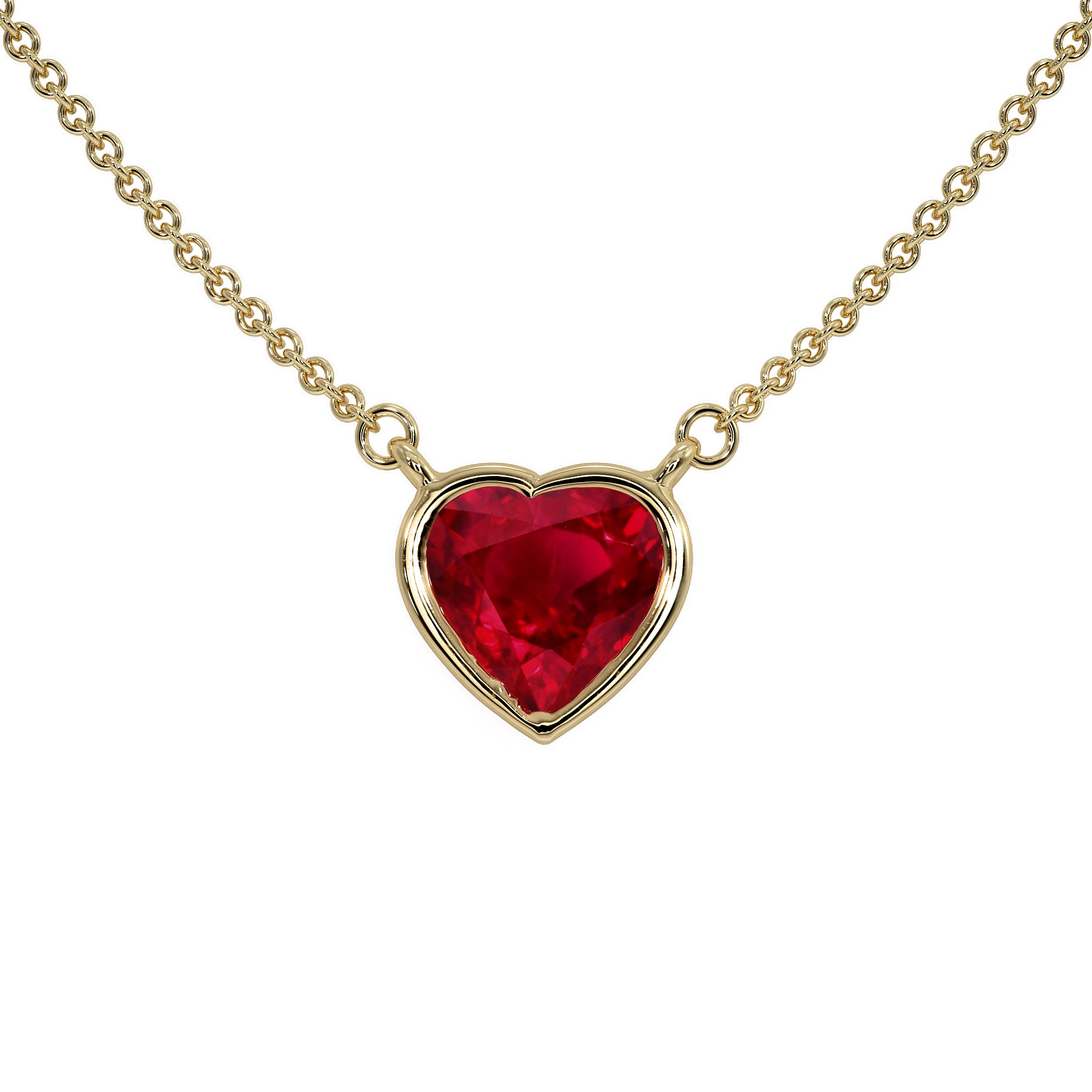 Heart Shaped Ruby Pendant Necklace 1.45ct in 9ct Gold | QP Jewellers
