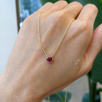 0.45 Ct. Ruby Bezel Necklace, 14K Yellow Gold Life Style