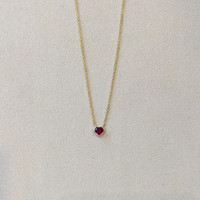 0.45 Ct. Ruby Bezel Necklace, 14K Yellow Gold Life Style