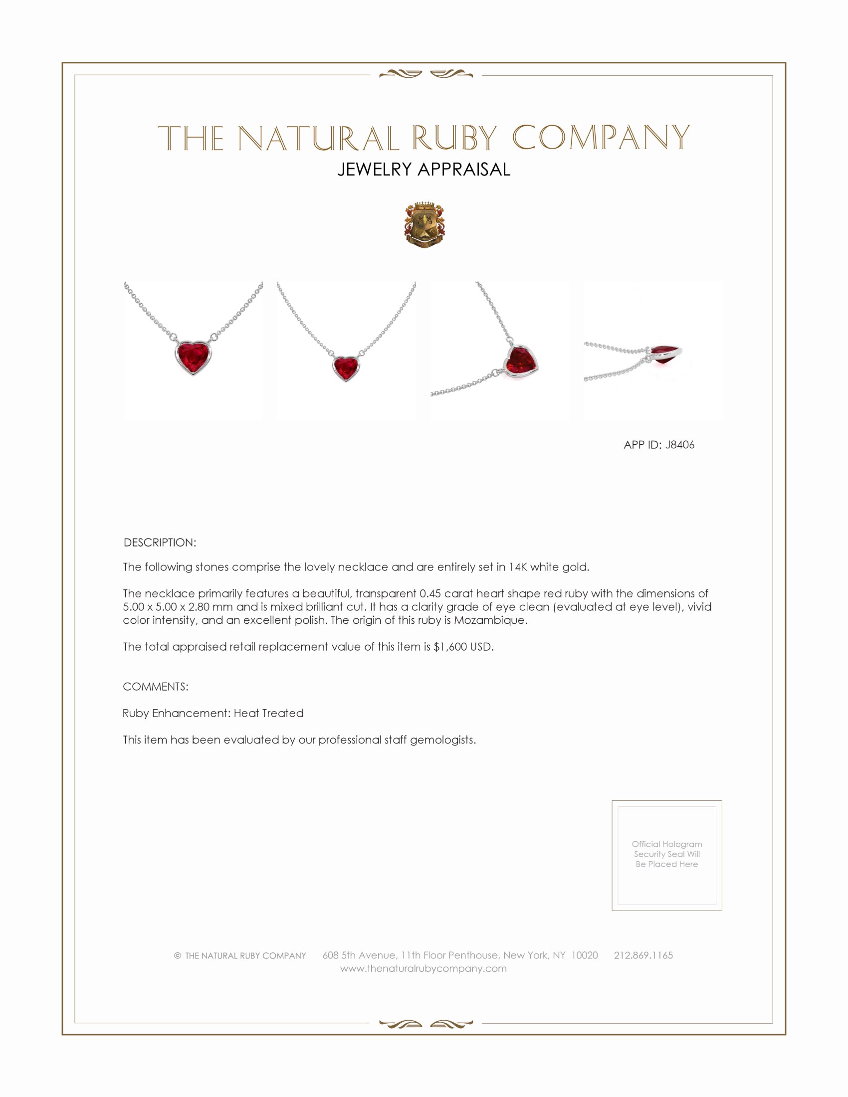 0.45 Ct. Ruby Bezel Necklace, 14K White Gold