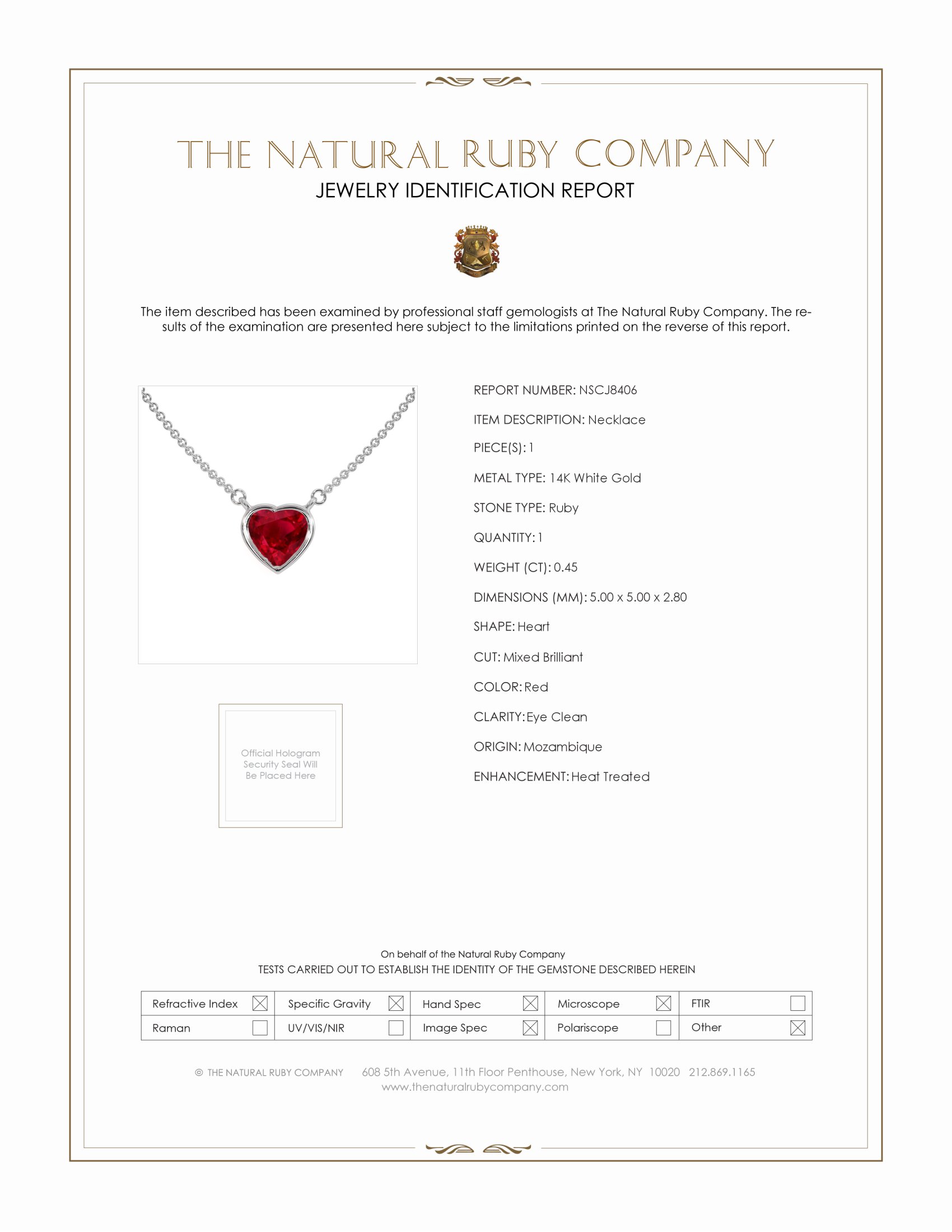 0.45 Ct. Ruby Bezel Necklace, 14K White Gold