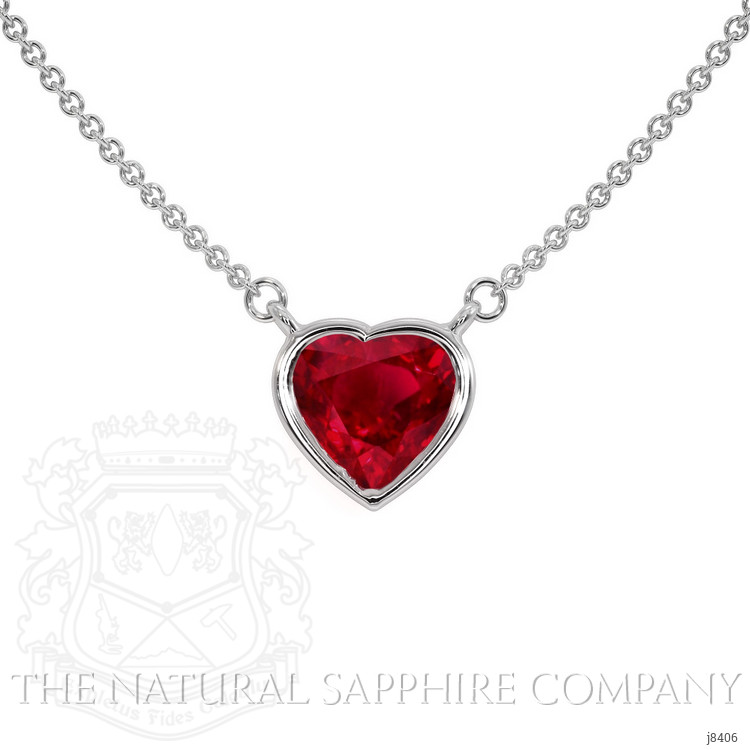 0.45 Ct. Ruby Bezel Necklace, 14K White Gold