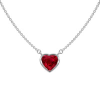 0.45 Ct. Ruby Bezel Necklace, 14K White Gold Image