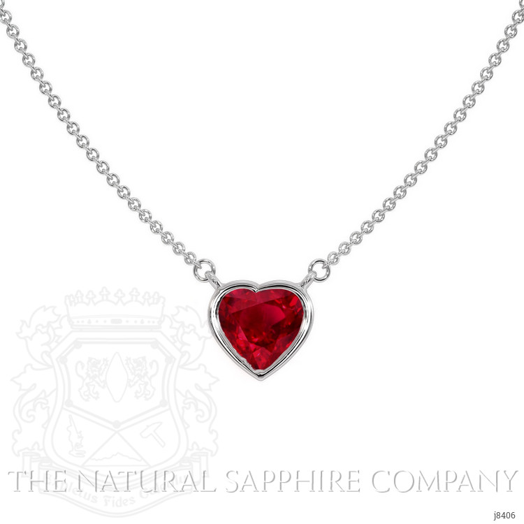 0.45 Ct. Ruby Bezel Necklace, 14K White Gold