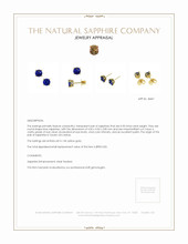 1.00&nbsp;Ct.Tw.Total Carat Weight Blue Sapphire Studs Earrings, 14K Yellow Gold Appraisal