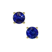 1.00 Ct.Tw.Total Carat Weight Blue Sapphire Studs Earrings, 14K Yellow Gold Video