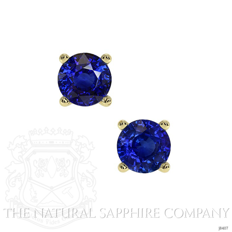 1.00 Ct.Tw. Blue Sapphire Studs Earrings, 14K Yellow Gold