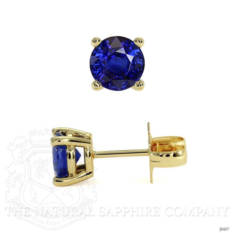 1.00 Ct.Tw. Blue Sapphire Studs Earrings, 14K Yellow Gold