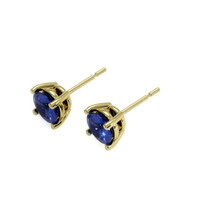 1.00&nbsp;Ct.Tw.Total Carat Weight Blue Sapphire Studs Earrings, 14K Yellow Gold Image
