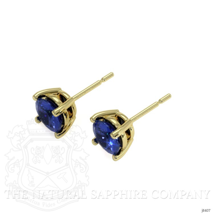 1.00 Ct.Tw. Blue Sapphire Studs Earrings, 14K Yellow Gold