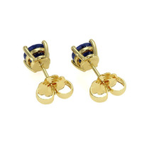 1.00 Ct.Tw.Total Carat Weight Blue Sapphire Studs Earrings, 14K Yellow Gold Image