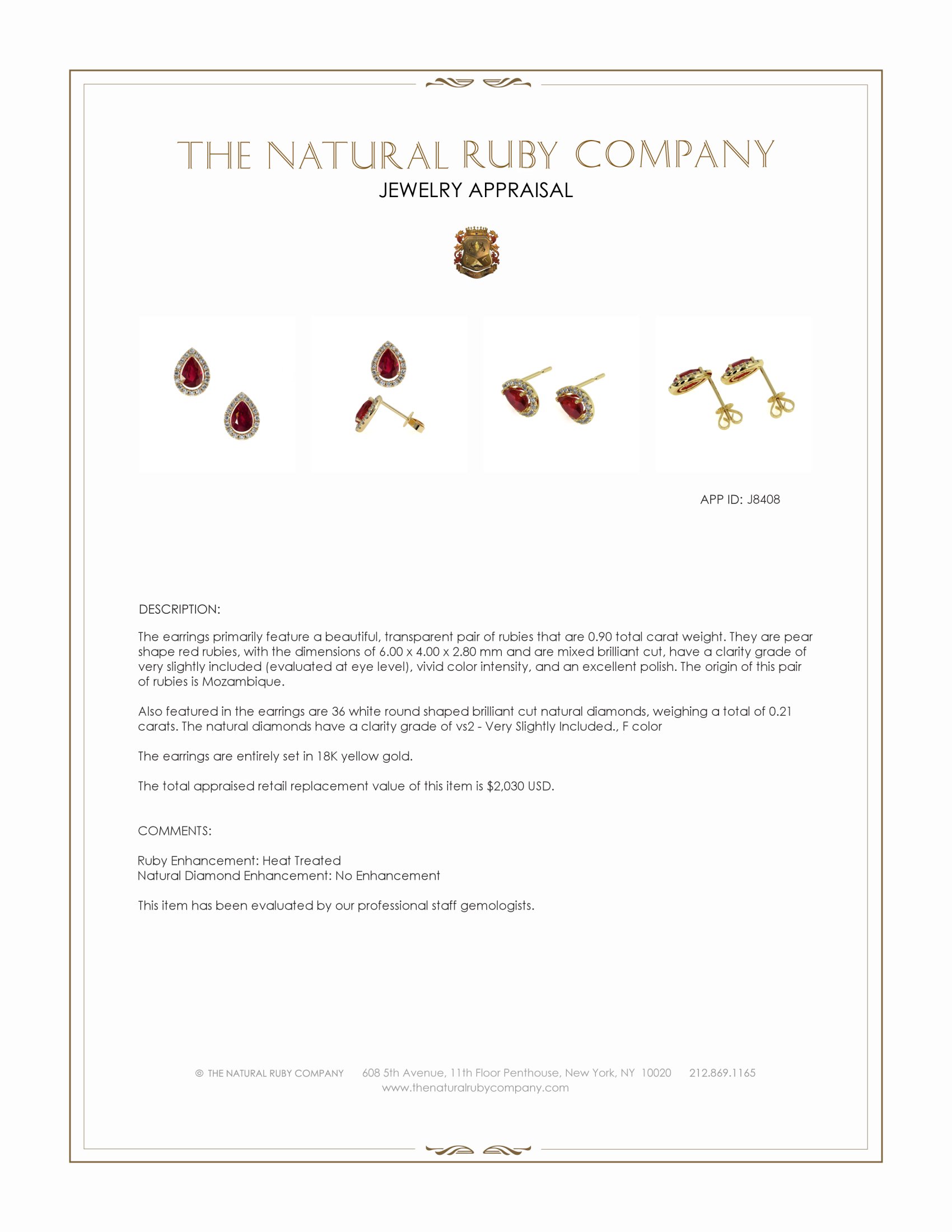 0.90 Ct.Tw. Ruby and Natural Diamond Pave Earrings, 18K Yellow Gold