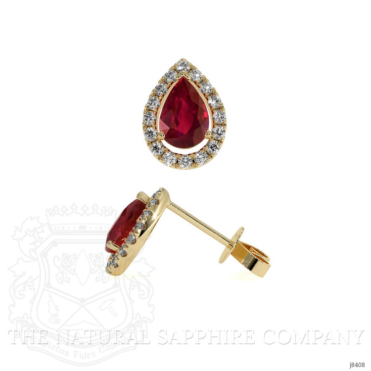 0.90 Ct.Tw. Ruby Natural Diamond Pave Earrings, 18K Yellow Gold