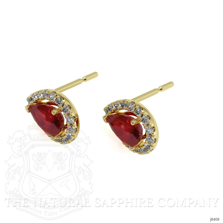 0.90 Ct.Tw. Ruby Natural Diamond Pave Earrings, 18K Yellow Gold