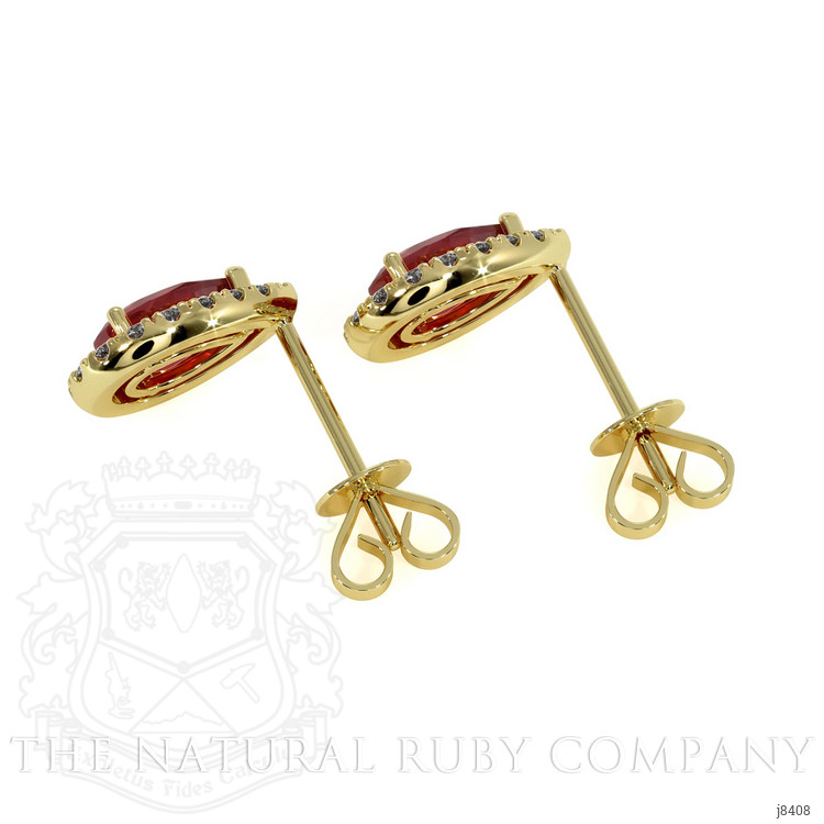 0.90 Ct.Tw. Ruby Natural Diamond Pave Earrings, 18K Yellow Gold