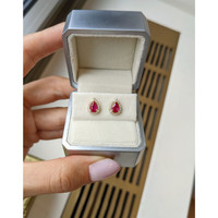 0.90&nbsp;Ct.Tw.Total Carat Weight Ruby and Natural Diamond Pave Earrings, 18K Yellow Gold Life Style