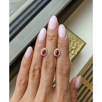 0.90&nbsp;Ct.Tw.Total Carat Weight Ruby and Natural Diamond Pave Earrings, 18K Yellow Gold Life Style