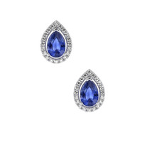 1.00 Ct.Tw. Blue Sapphire and Natural Diamond Pave Earrings, 18K White Gold Video