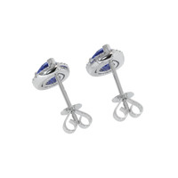 1.00 Ct.Tw. Blue Sapphire and Natural Diamond Pave Earrings, 18K White Gold Image