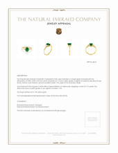 0.83 Ct. Emerald Natural Diamond Three Stone Ring, 14K Yellow Gold Appraisal